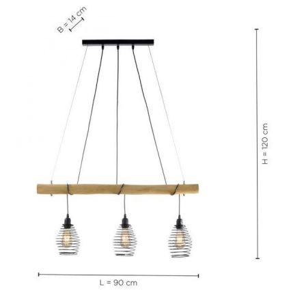 Leuchten Direkt 15526-79 - Chandelier on a string SPRING 3xE27/40W/230V eucalyptus