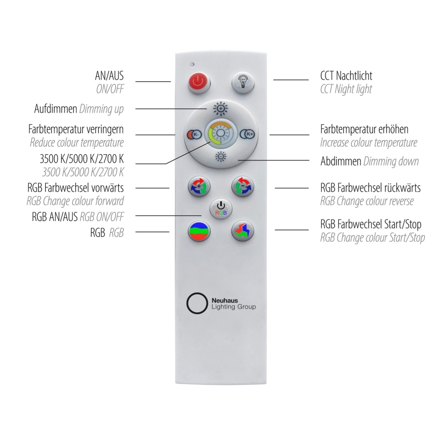 Leuchten Direkt 15556-18 - RGBW Dimmable ceiling light GALACTICA LED/32W/230V 2700-5000K + remote control