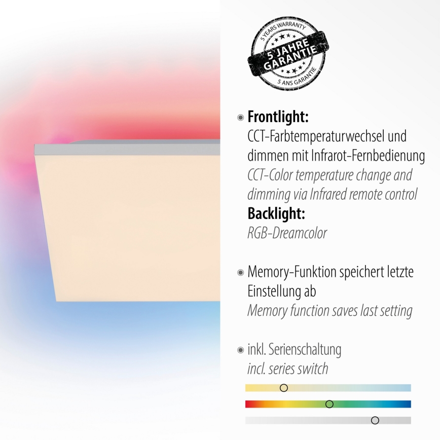 Leuchten Direkt 15561-16 - LED RGB Dimmable ceiling light CONRAD LED/27W/230V + remote control