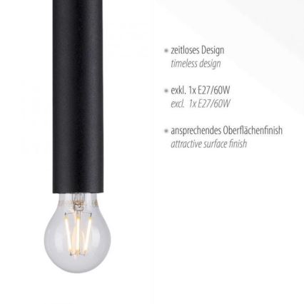 Leuchten Direkt 15617-18 - Chandelier on a string BRUNA 1xE27/60W/230V black