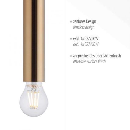 Leuchten Direkt 15617-60 - Chandelier on a string BRUNA 1xE27/60W/230V brass