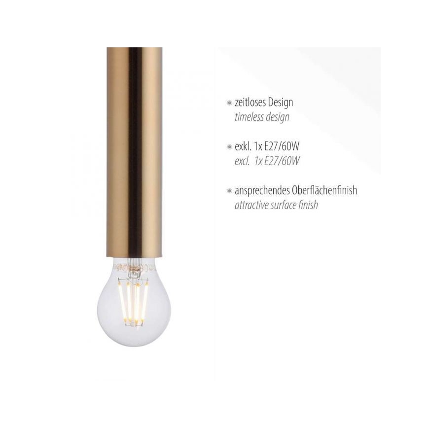 Leuchten Direkt 15617-60 - Chandelier on a string BRUNA 1xE27/60W/230V brass