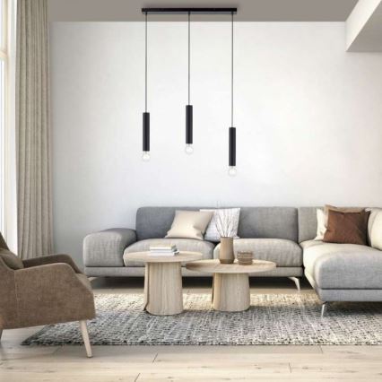 Leuchten Direkt 15618-18 - Chandelier on a string BRUNA 3xE27/60W/230V black