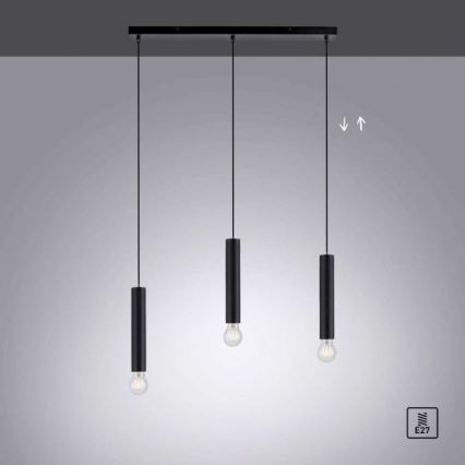 Leuchten Direkt 15618-18 - Chandelier on a string BRUNA 3xE27/60W/230V black