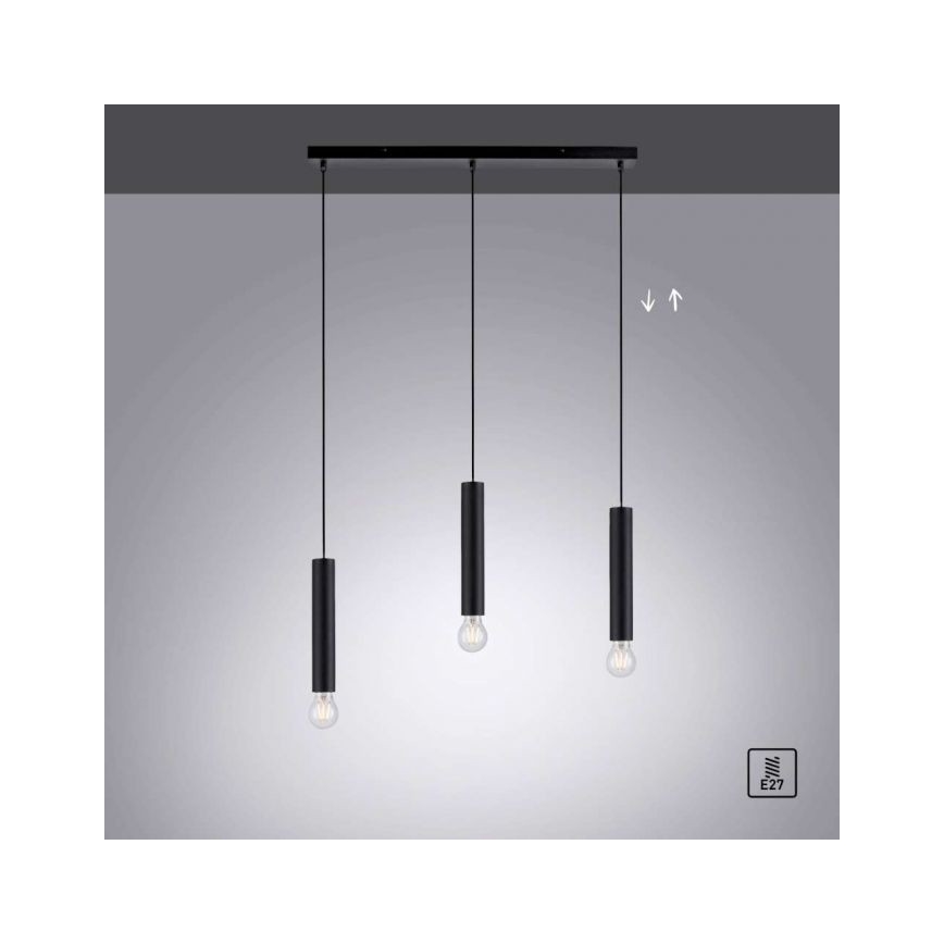 Leuchten Direkt 15618-18 - Chandelier on a string BRUNA 3xE27/60W/230V black