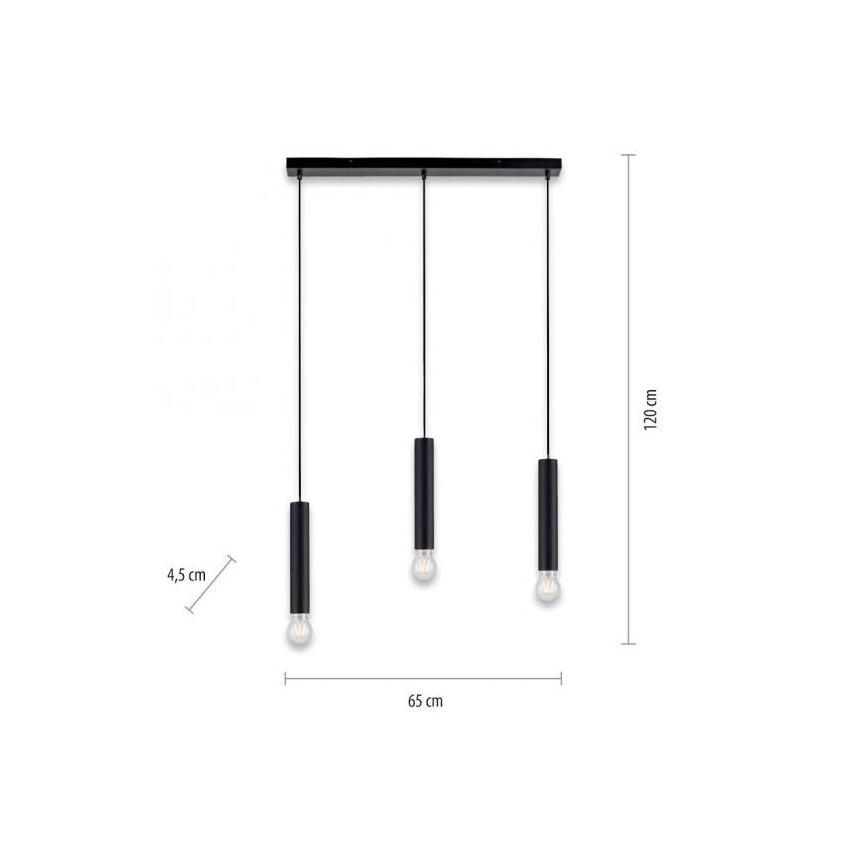 Leuchten Direkt 15618-18 - Chandelier on a string BRUNA 3xE27/60W/230V black