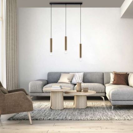 Leuchten Direkt 15618-60 - Chandelier on a string BRUNA 3xE27/60W/230V brass