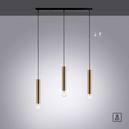 Leuchten Direkt 15618-60 - Chandelier on a string BRUNA 3xE27/60W/230V brass