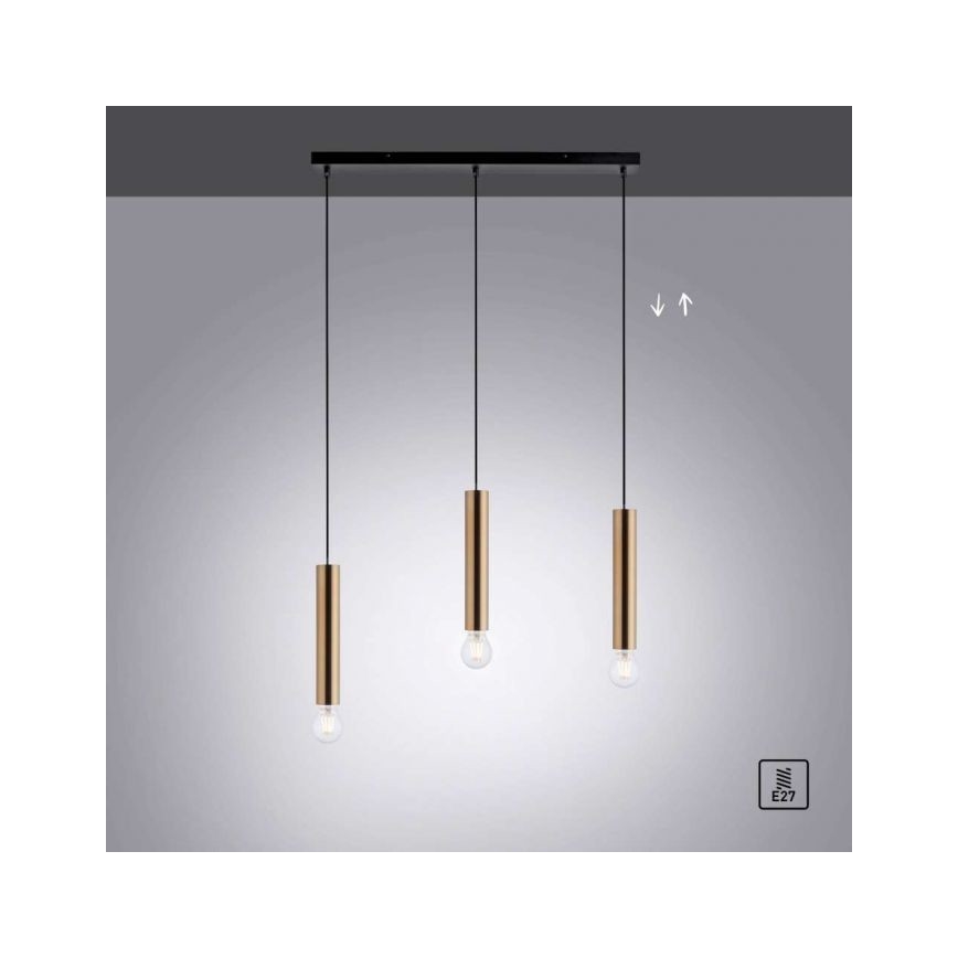 Leuchten Direkt 15618-60 - Chandelier on a string BRUNA 3xE27/60W/230V brass