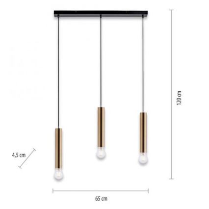 Leuchten Direkt 15618-60 - Chandelier on a string BRUNA 3xE27/60W/230V brass