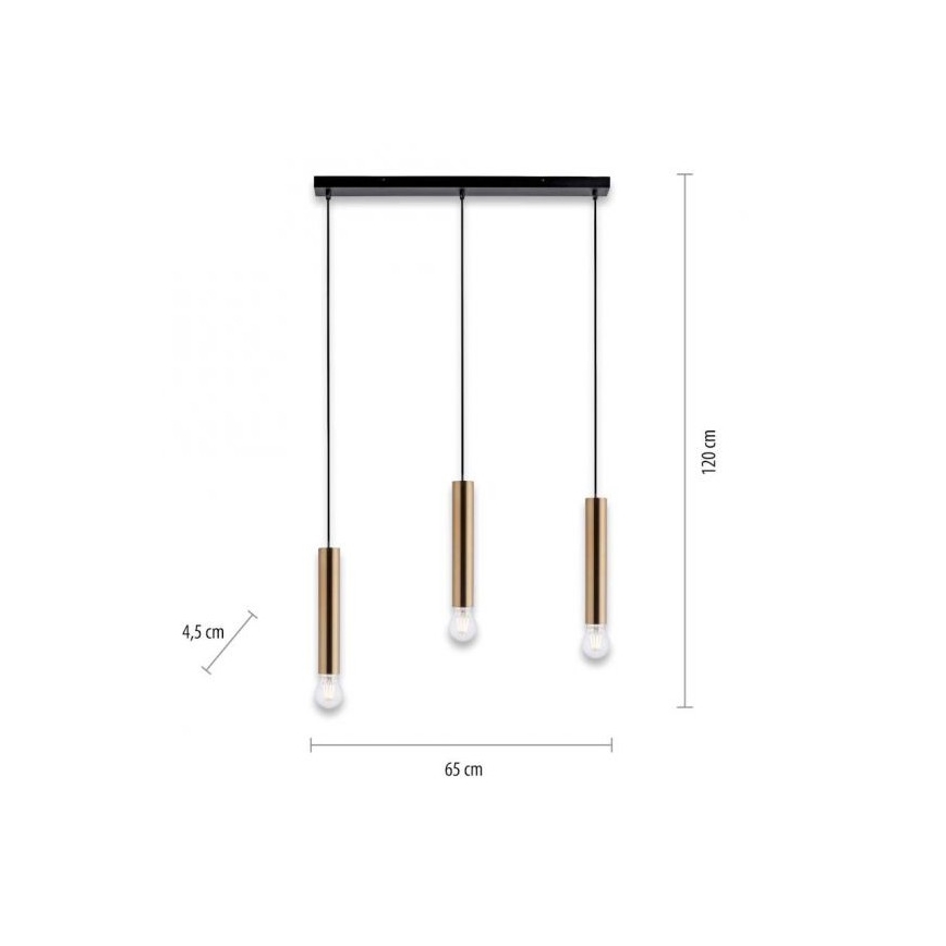 Leuchten Direkt 15618-60 - Chandelier on a string BRUNA 3xE27/60W/230V brass