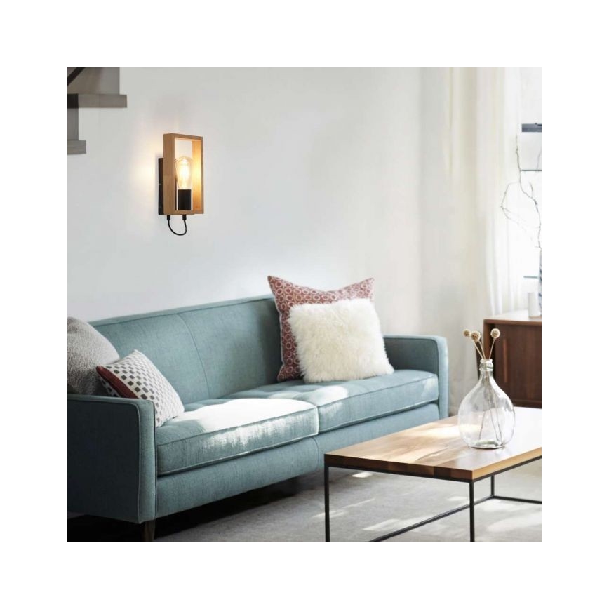 Leuchten Direkt 15654-18 - Wall light FRANKY 1xE27/60W/230V acacia