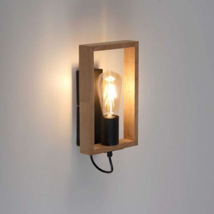 Leuchten Direkt 15654-18 - Wall light FRANKY 1xE27/60W/230V acacia