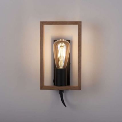 Leuchten Direkt 15654-18 - Wall light FRANKY 1xE27/60W/230V acacia
