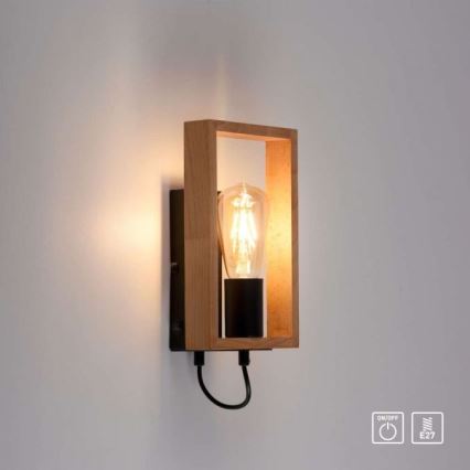 Leuchten Direkt 15654-18 - Wall light FRANKY 1xE27/60W/230V acacia