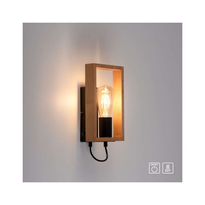 Leuchten Direkt 15654-18 - Wall light FRANKY 1xE27/60W/230V acacia