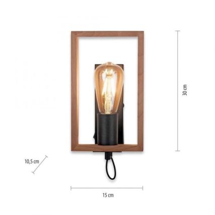 Leuchten Direkt 15654-18 - Wall light FRANKY 1xE27/60W/230V acacia