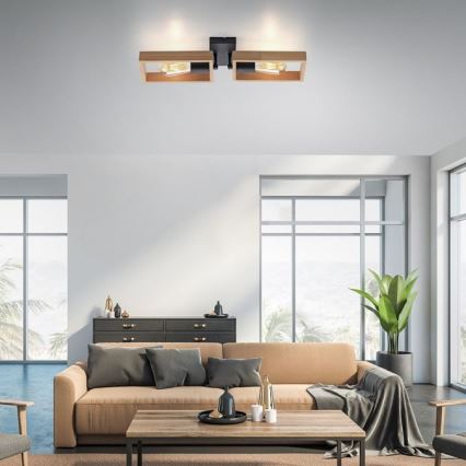 Leuchten Direkt 15657-18 - Surface-mounted chandelier FRANKY 2xE27/60W/230V acacia
