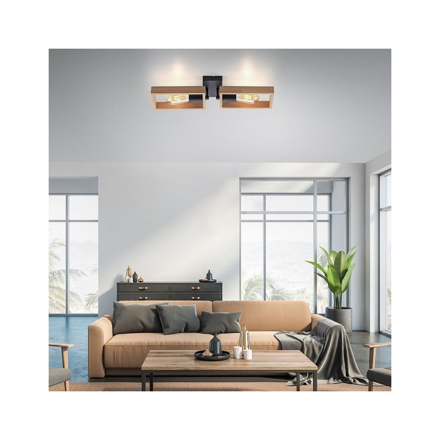 Leuchten Direkt 15657-18 - Surface-mounted chandelier FRANKY 2xE27/60W/230V acacia