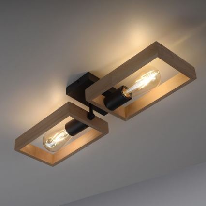 Leuchten Direkt 15657-18 - Surface-mounted chandelier FRANKY 2xE27/60W/230V acacia
