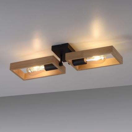Leuchten Direkt 15657-18 - Surface-mounted chandelier FRANKY 2xE27/60W/230V acacia