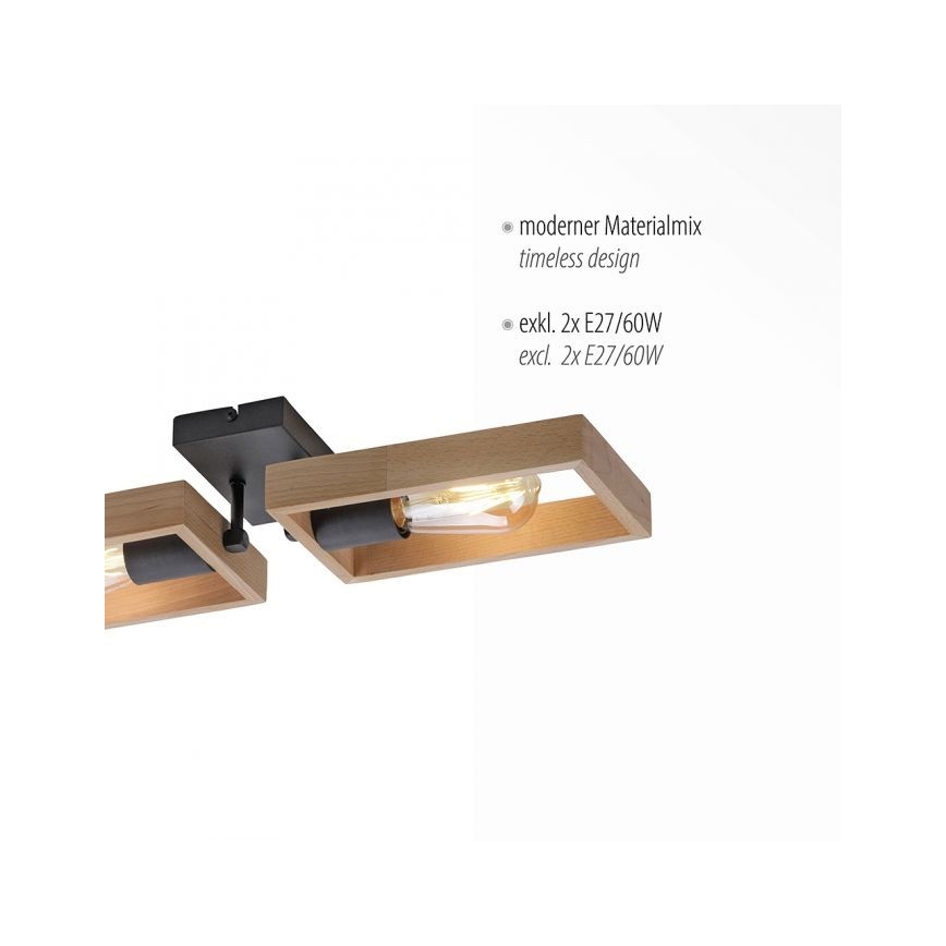 Leuchten Direkt 15657-18 - Surface-mounted chandelier FRANKY 2xE27/60W/230V acacia