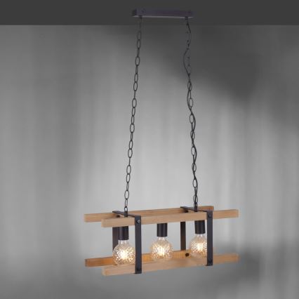 Leuchten Direkt 15683-79 - Chandelier on a chain EDITH 3xE27/60W/230V pine