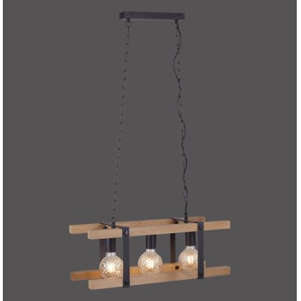 Leuchten Direkt 15683-79 - Chandelier on a chain EDITH 3xE27/60W/230V pine