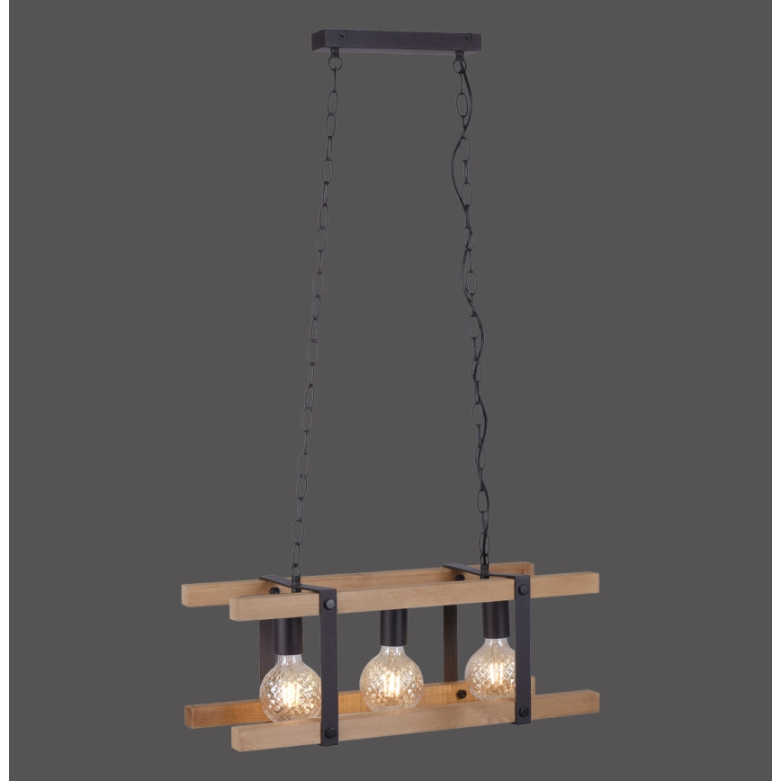 Leuchten Direkt 15683-79 - Chandelier on a chain EDITH 3xE27/60W/230V pine