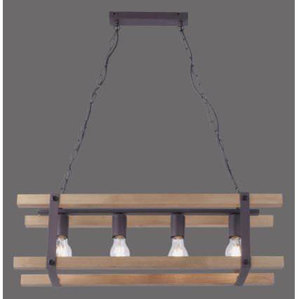 Leuchten Direkt 15684-79 - Chandelier on a chain EDITH 4xE27/60W/230V pine