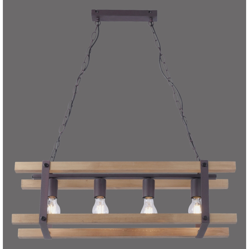 Leuchten Direkt 15684-79 - Chandelier on a chain EDITH 4xE27/60W/230V pine