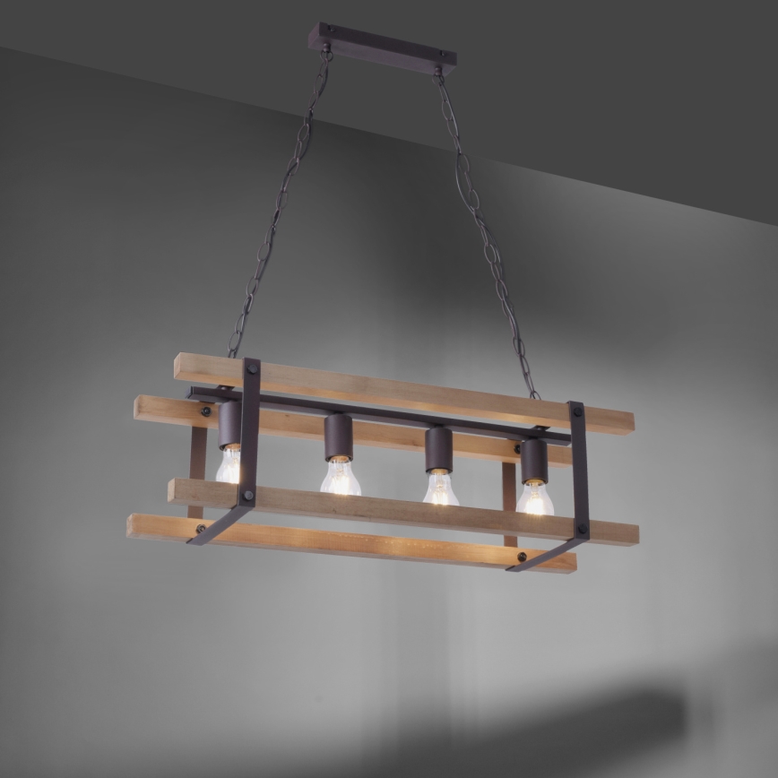 Leuchten Direkt 15684-79 - Chandelier on a chain EDITH 4xE27/60W/230V pine