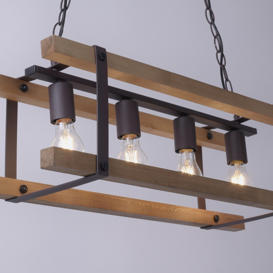 Leuchten Direkt 15684-79 - Chandelier on a chain EDITH 4xE27/60W/230V pine