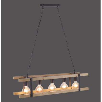 Leuchten Direkt 15685-79 - Chandelier on a chain EDITH 5xE27/60W/230V pine