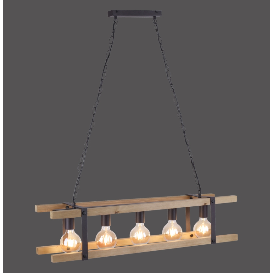 Leuchten Direkt 15685-79 - Chandelier on a chain EDITH 5xE27/60W/230V pine