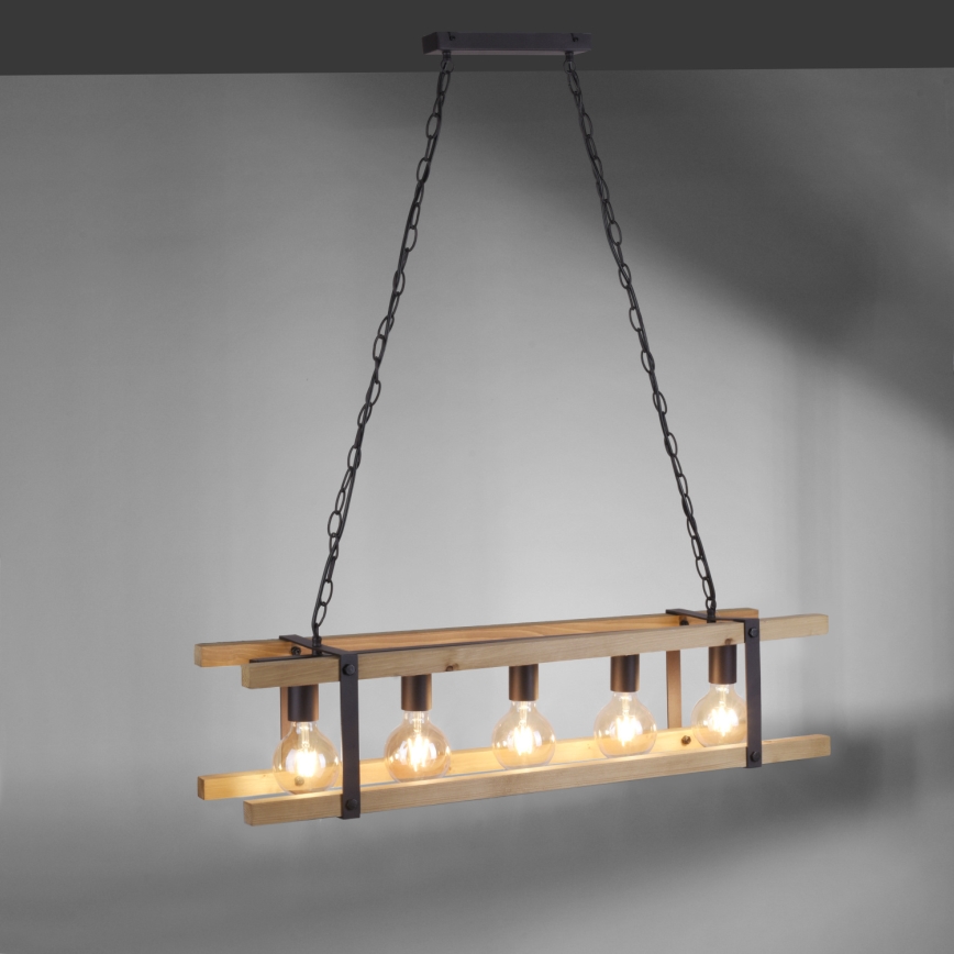 Leuchten Direkt 15685-79 - Chandelier on a chain EDITH 5xE27/60W/230V pine