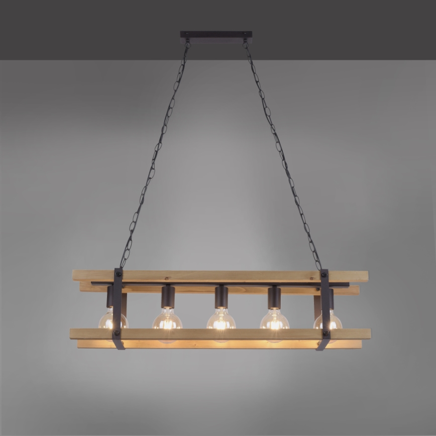 Leuchten Direkt 15685-79 - Chandelier on a chain EDITH 5xE27/60W/230V pine