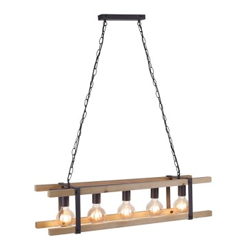 Leuchten Direkt 15685-79 - Chandelier on a chain EDITH 5xE27/60W/230V pine