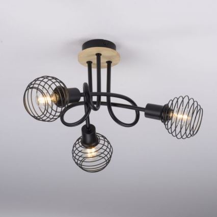 Leuchten Direkt 15923-79 - Surface-mounted chandelier EUGEN 3xE14/40W/230V oak
