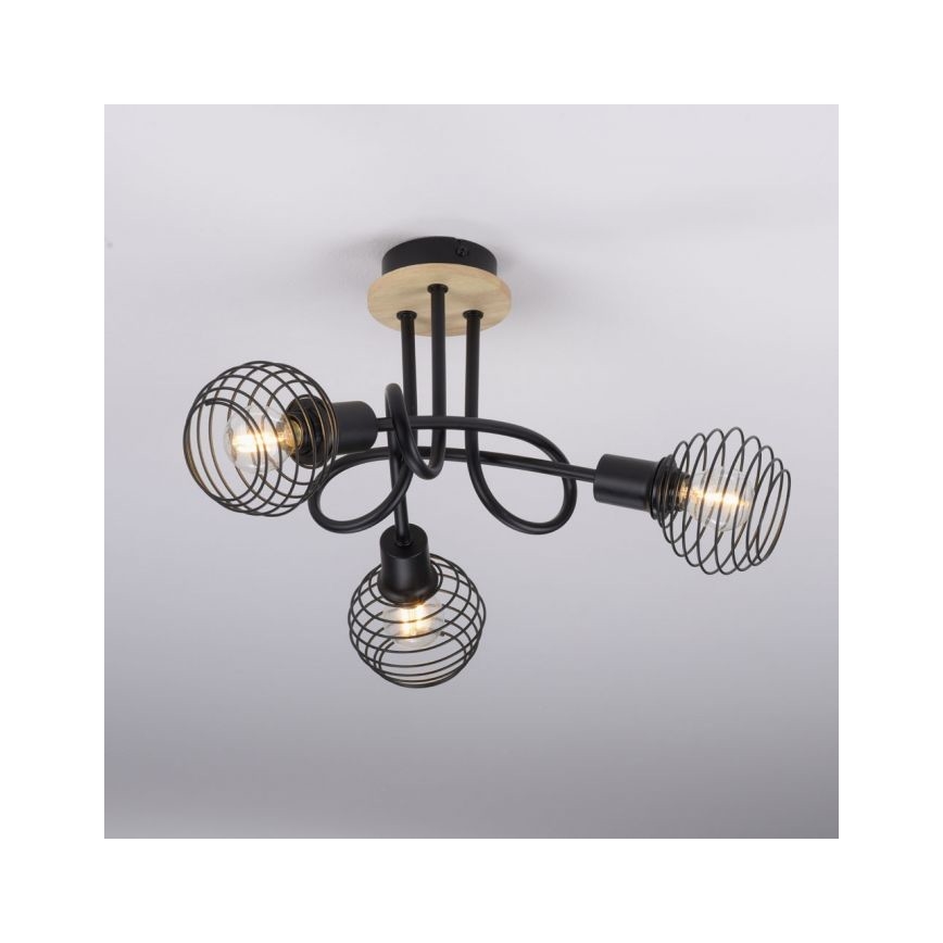 Leuchten Direkt 15923-79 - Surface-mounted chandelier EUGEN 3xE14/40W/230V oak