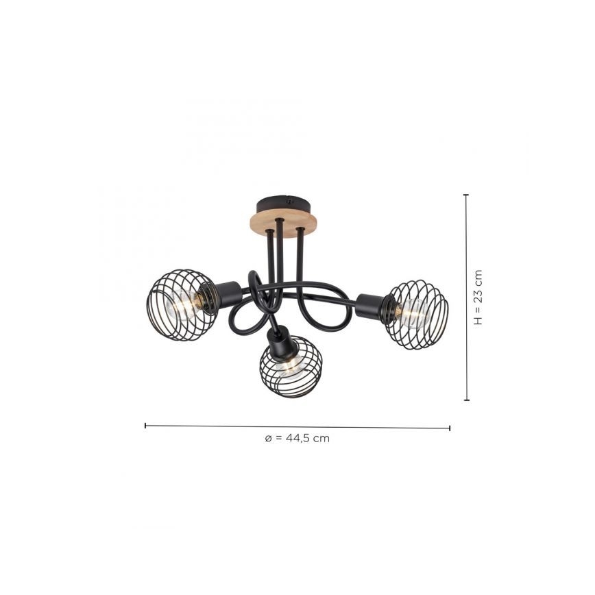 Leuchten Direkt 15923-79 - Surface-mounted chandelier EUGEN 3xE14/40W/230V oak