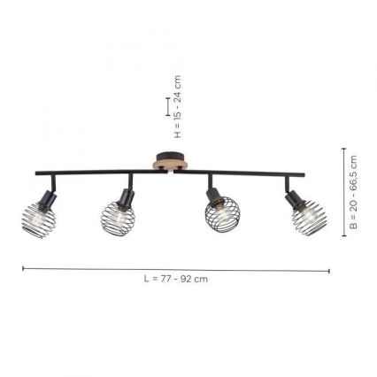 Leuchten Direkt 15924-79 - Spotlight EUGEN 4xE14/40W/230V oak