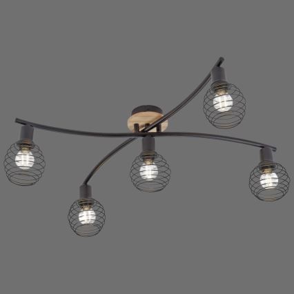 Leuchten Direkt 15925-79 - Surface-mounted chandelier EUGEN 5xE14/40W/230V oak