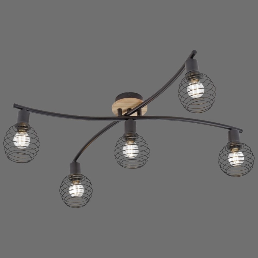 Leuchten Direkt 15925-79 - Surface-mounted chandelier EUGEN 5xE14/40W/230V oak