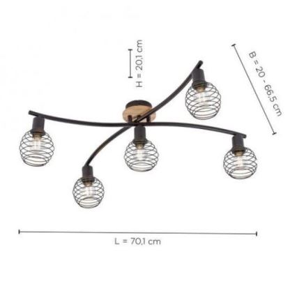 Leuchten Direkt 15925-79 - Surface-mounted chandelier EUGEN 5xE14/40W/230V oak