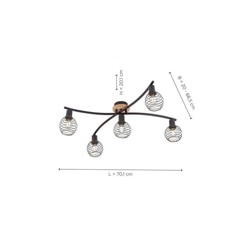 Leuchten Direkt 15925-79 - Surface-mounted chandelier EUGEN 5xE14/40W/230V oak
