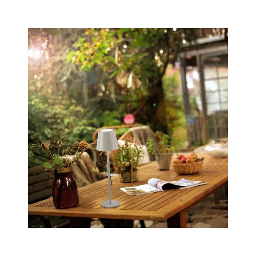 Leuchten Direkt 19250-40 - LED Outdoor dimmable rechargeable table lamp EURIA LED/3W/5V IP54 grey