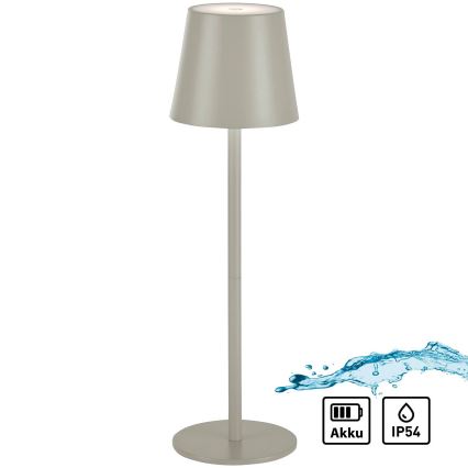 Leuchten Direkt 19250-40 - LED Outdoor dimmable rechargeable table lamp EURIA LED/3W/5V IP54 grey