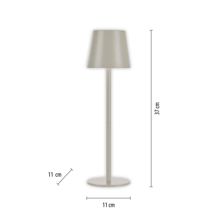 Leuchten Direkt 19250-40 - LED Outdoor dimmable rechargeable table lamp EURIA LED/3W/5V IP54 grey