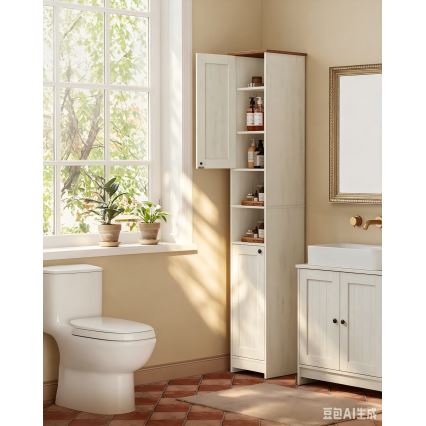 LEXI 30x170 cm Bathroom Cabinet, White/Brown